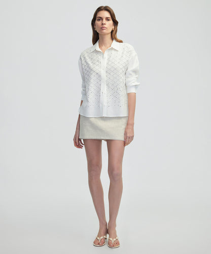 Hotfix Baskılı Düşük Omuz Gömlek