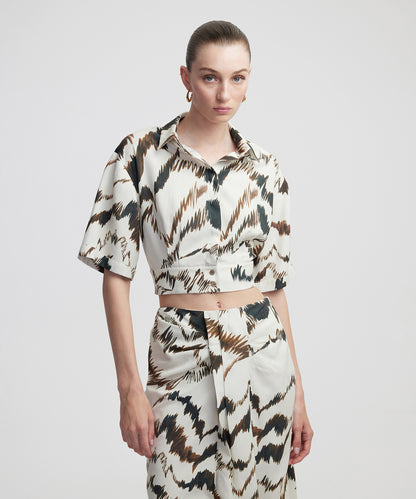 Desenli Gizli Patlı Gömlek