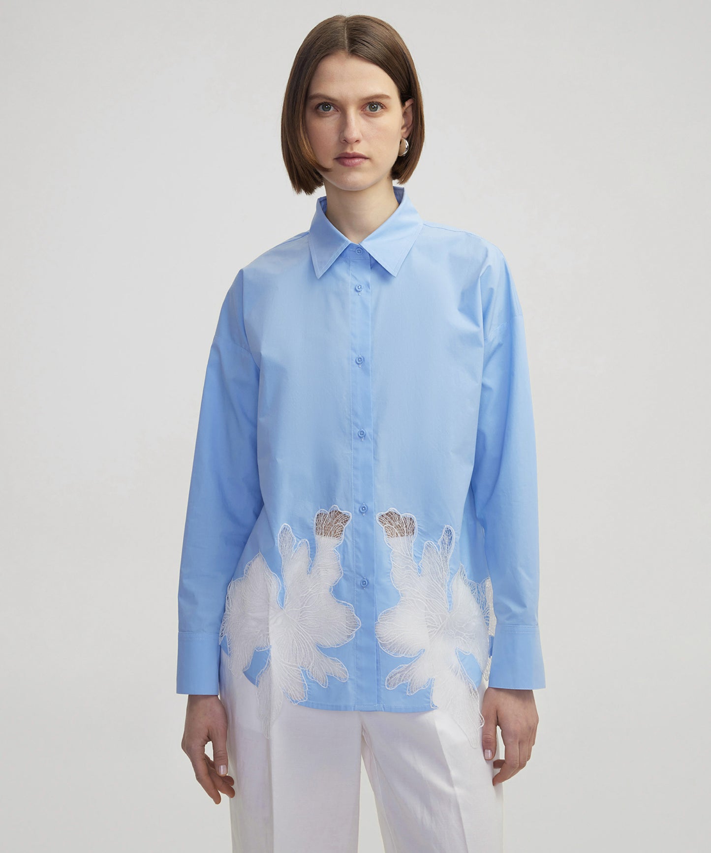 Kontrast Transparan Detaylı Poplin Gömlek