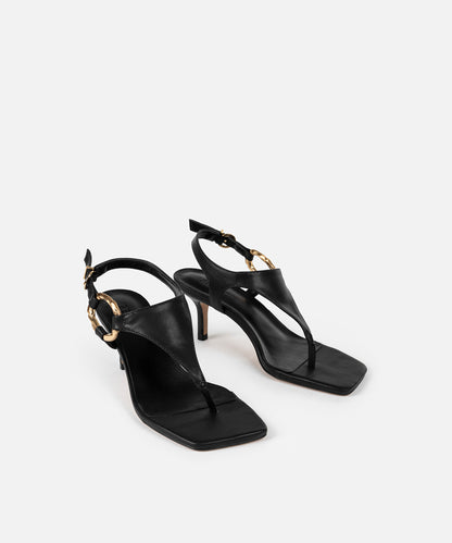 Dokulu Metal Tokalı Topuklu Ayakkabı