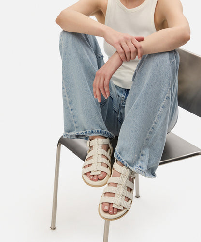 Örgü Dokulu Çok Bantlı Sandalet