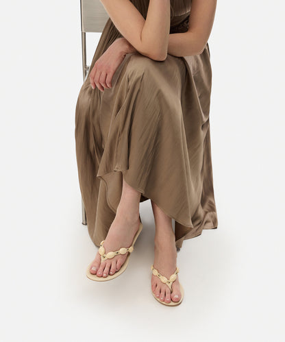 Kontrast Aksesuarlı Topuklu Terlik