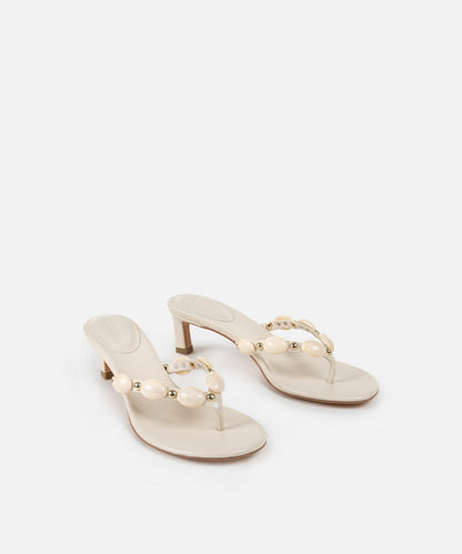 Kontrast Aksesuarlı Topuklu Terlik