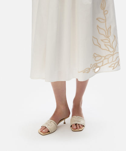 Kontrast Dokulu Topuklu Terlik