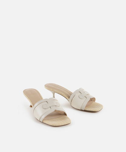 Kontrast Dokulu Topuklu Terlik