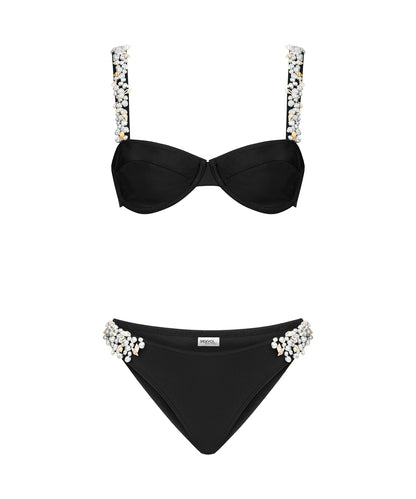 Suni Inci Ve Strass Taş Işlemeli Bikini Seti