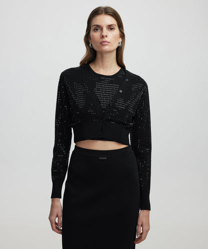 Hotfix Baskılı Crop Hırka