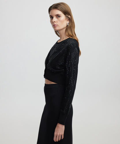 Hotfix Baskılı Crop Hırka