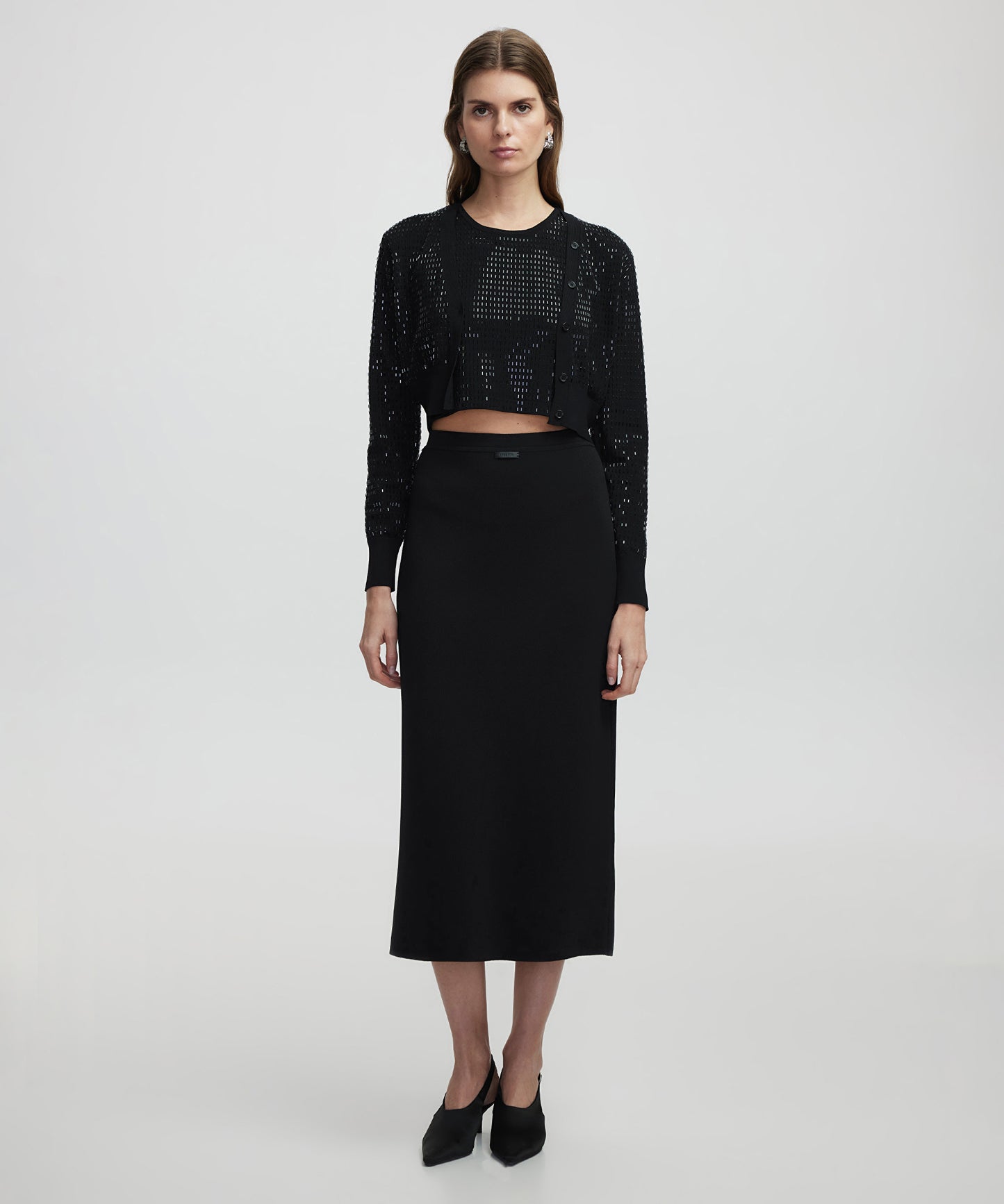 Hotfix Baskılı Crop Hırka