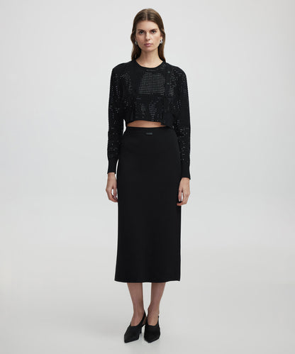 Hotfix Baskılı Crop Hırka