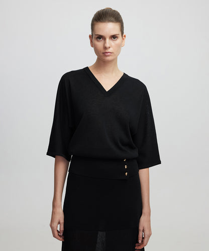 Düğme Aksesuarlı Triko