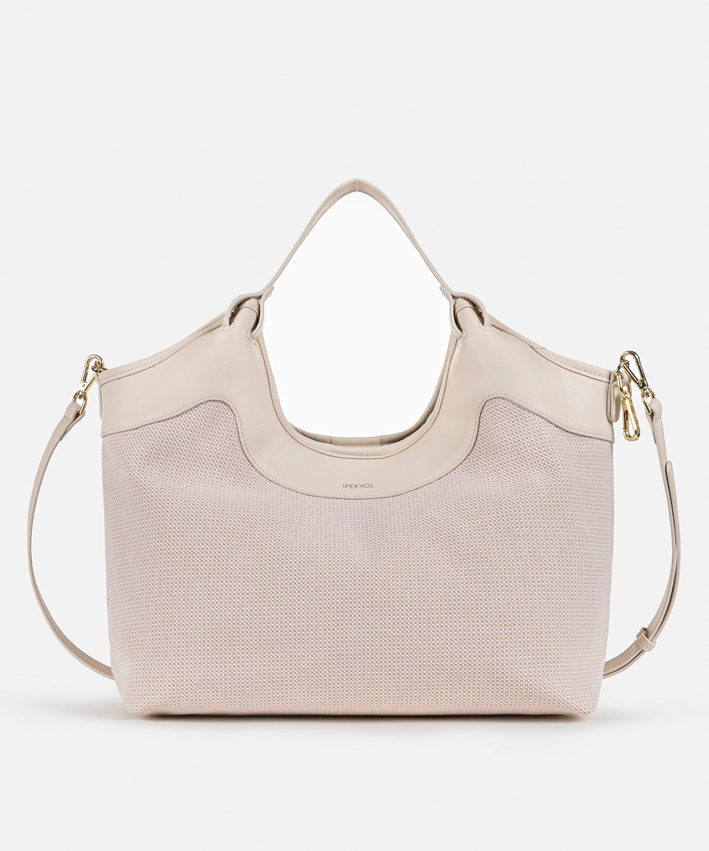 Kontrast Dokulu Çift Askılı Çanta