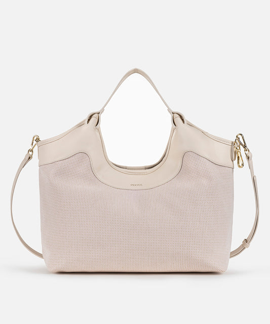 Kontrast Dokulu Çift Askılı Çanta