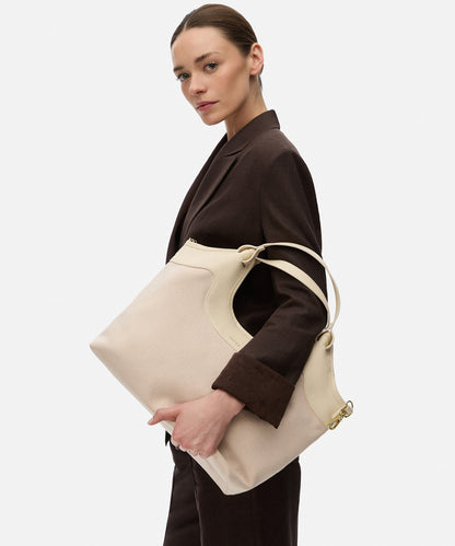 Kontrast Dokulu Çift Askılı Çanta