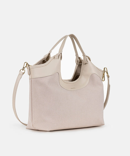 Kontrast Dokulu Çift Askılı Çanta