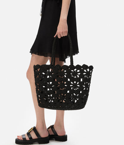 Çiçekli Örgü Çanta