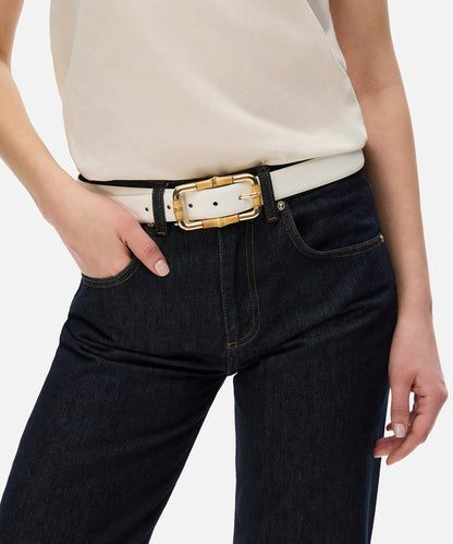 Bambu Detaylı Dikdörtgen Tokalı Kemer