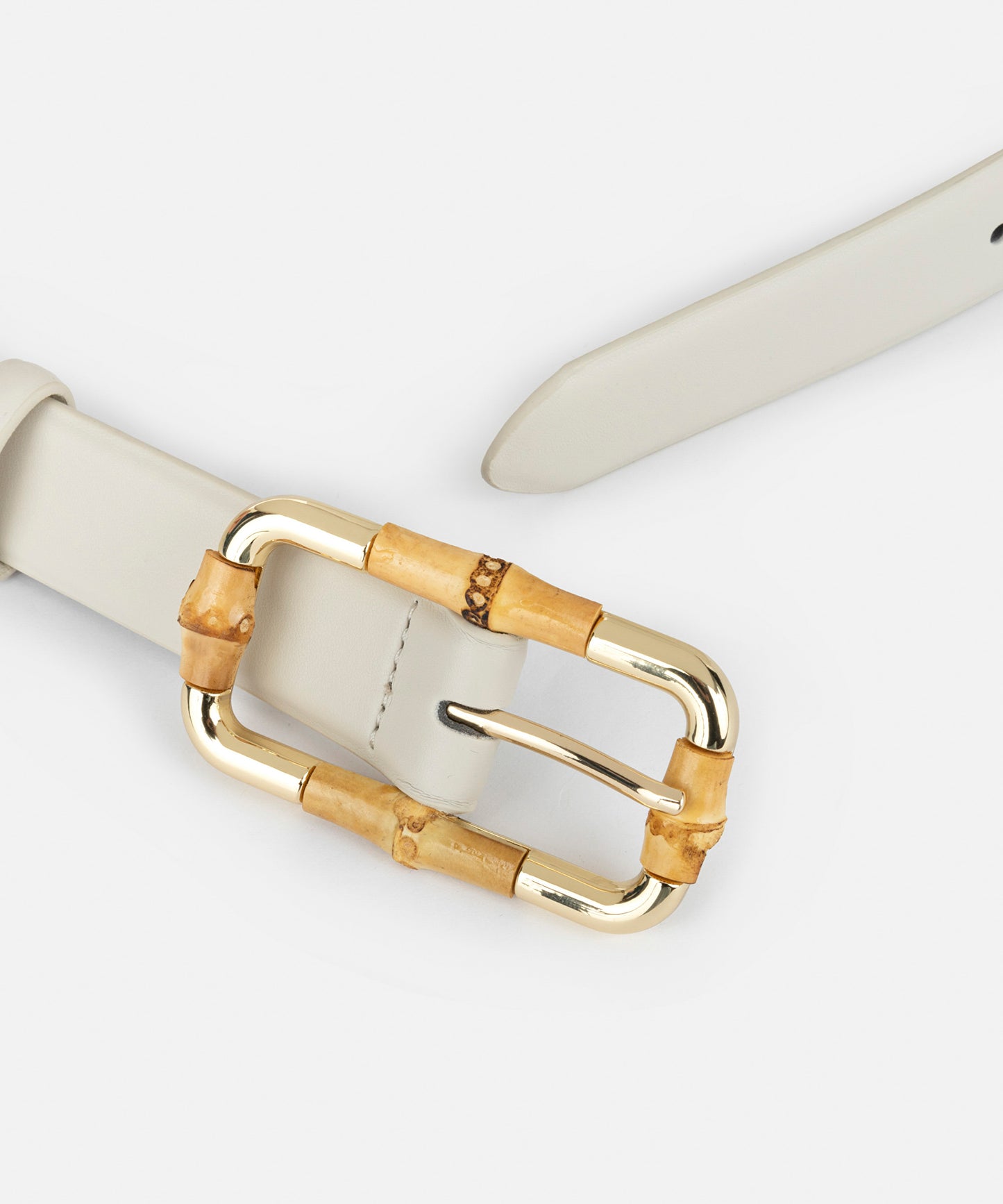 Bambu Detaylı Dikdörtgen Tokalı Kemer