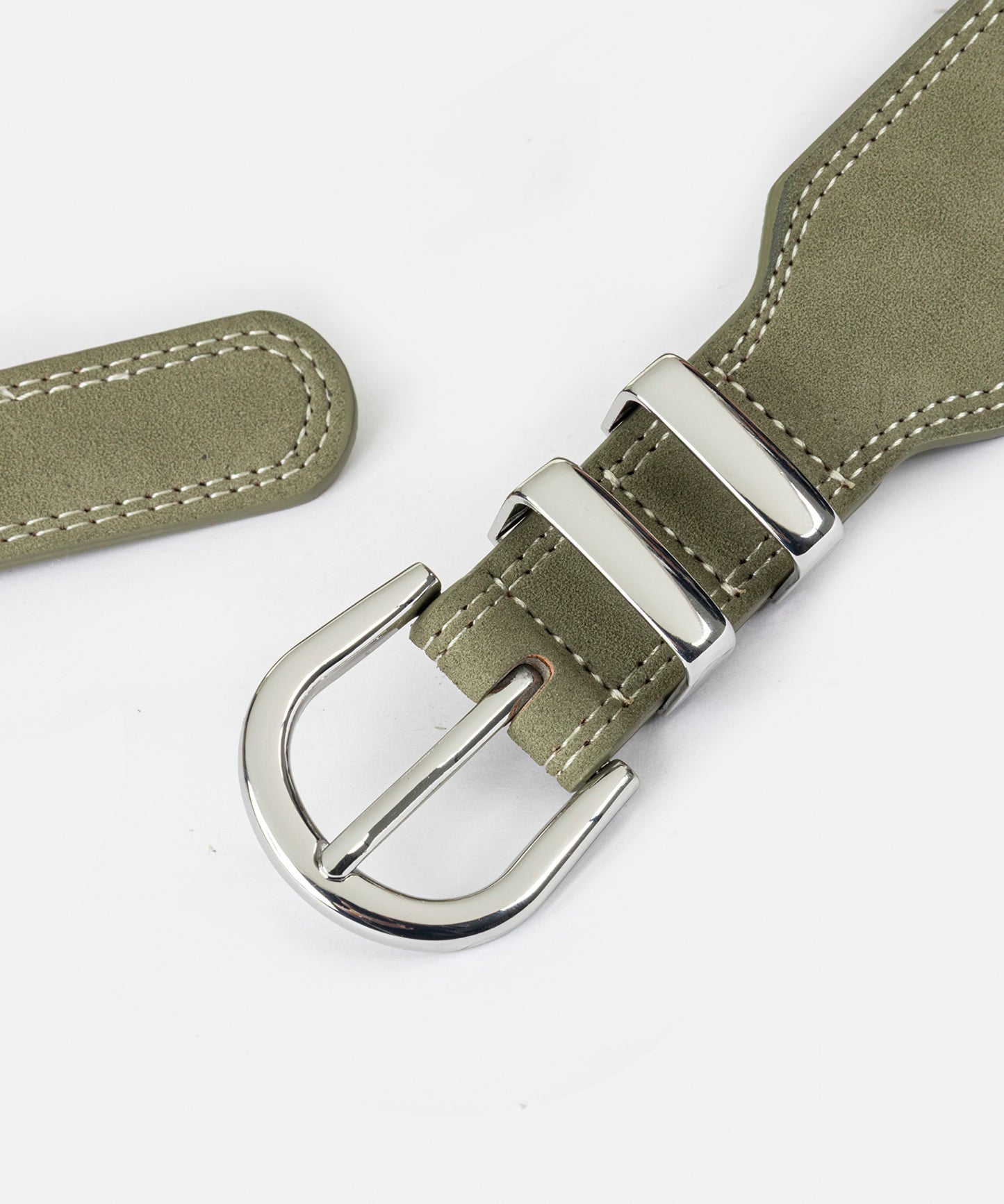 Kontrast Dikişli Metal Tokalı Kemer