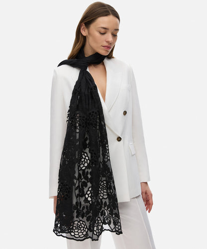 Çiçek Motifli Transparan Şal