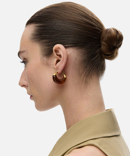 Kontrast Reçineli Metal Küpe