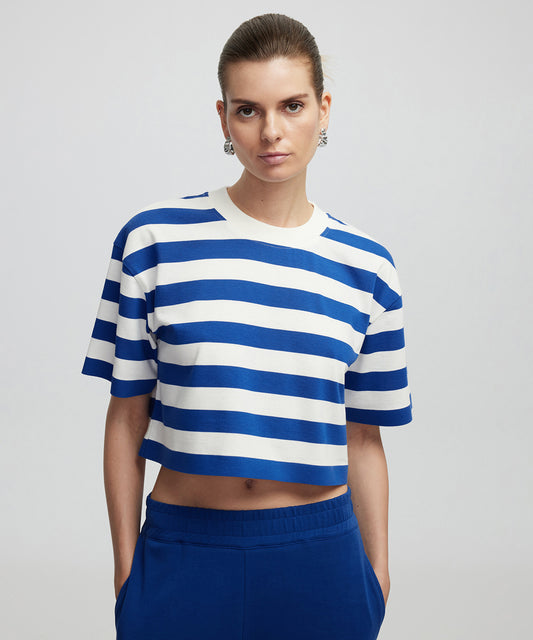 Çizgili Crop Tişört