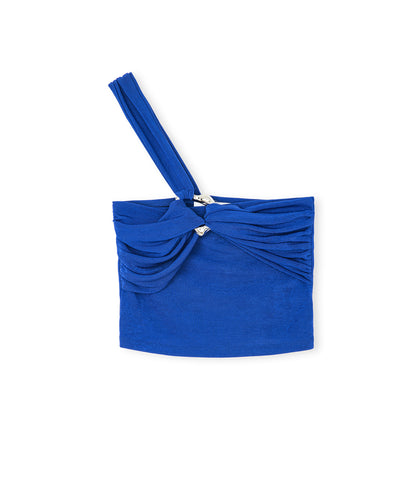 Asimetrik Kollu Ve Drapeli Tişört