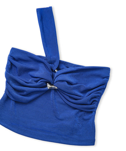 Asimetrik Kollu Ve Drapeli Tişört