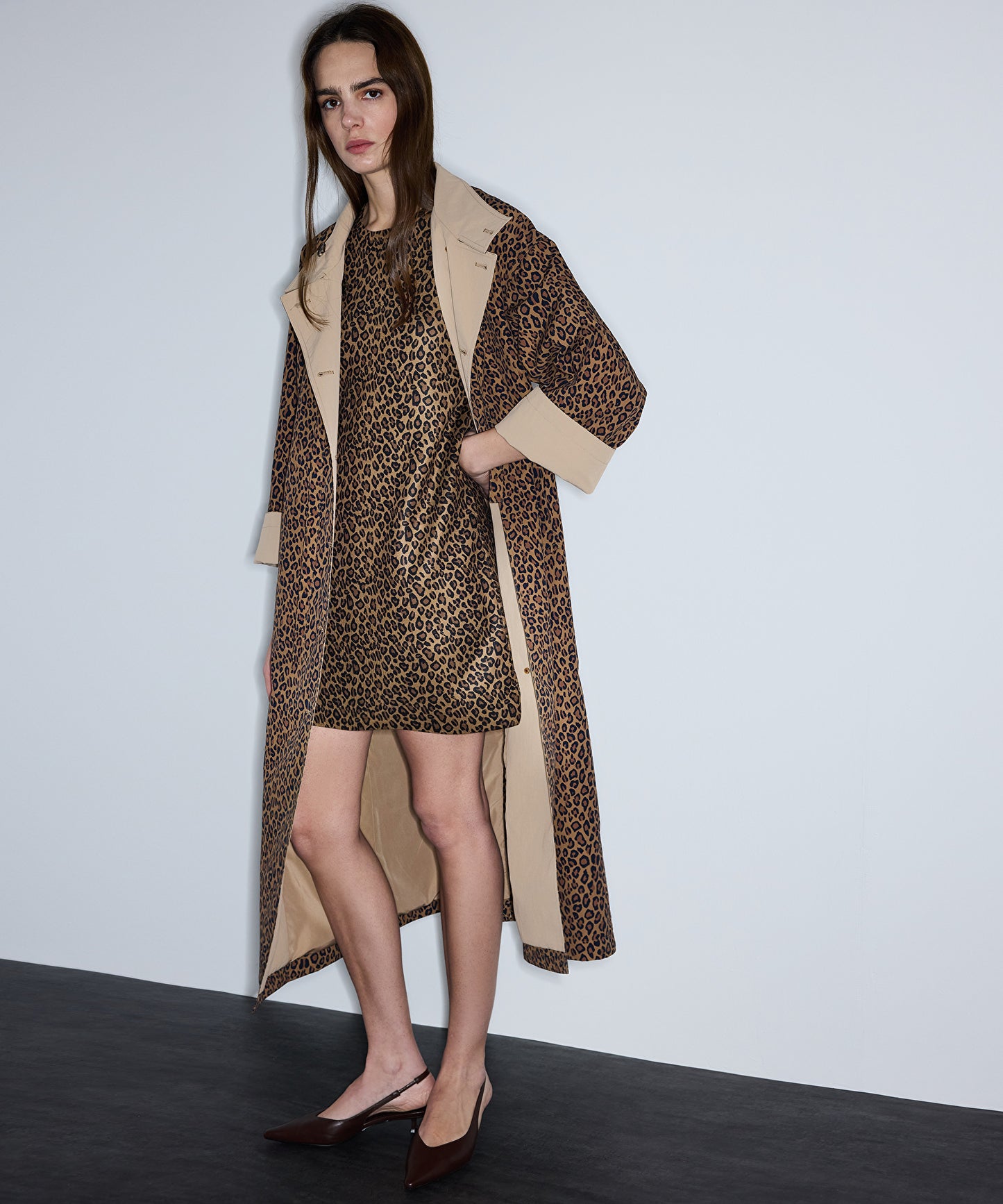 Leopar Desen Triko Elbise