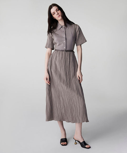 Vizon Kemerli Triko Mix Elbise Is1260002232014 | Ipekyol