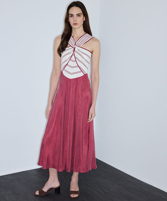 Pembe Colorblock Halter Yaka Elbise Is1260002290026 | Ipekyol