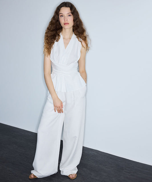 Beyaz Keten Içerikli Wide Leg Fit Pantolon Is1260003186002 | Ipekyol