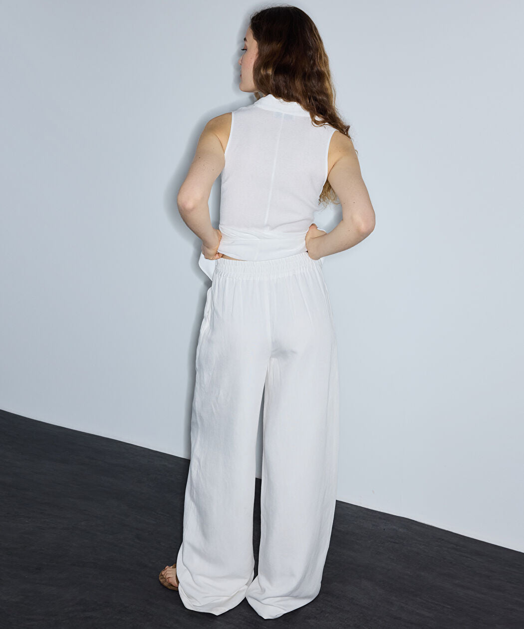 Beyaz Keten Içerikli Wide Leg Fit Pantolon Is1260003186002 | Ipekyol