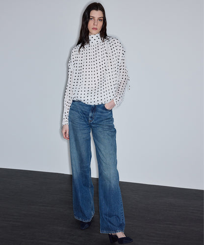 Puantiye Desen Şifon Bluz