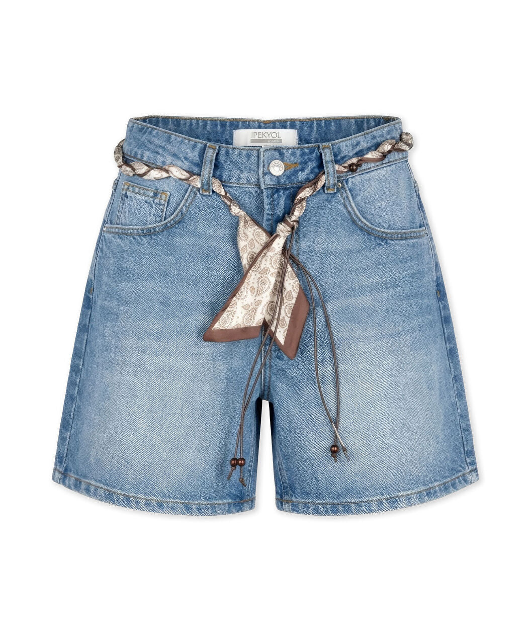 Mavi Fular Kemerli Denim Şort Is1260013144629 | Ipekyol