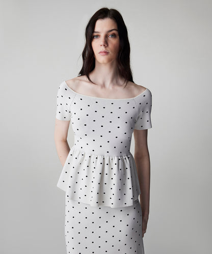 Puantiye Desen Peplum Triko