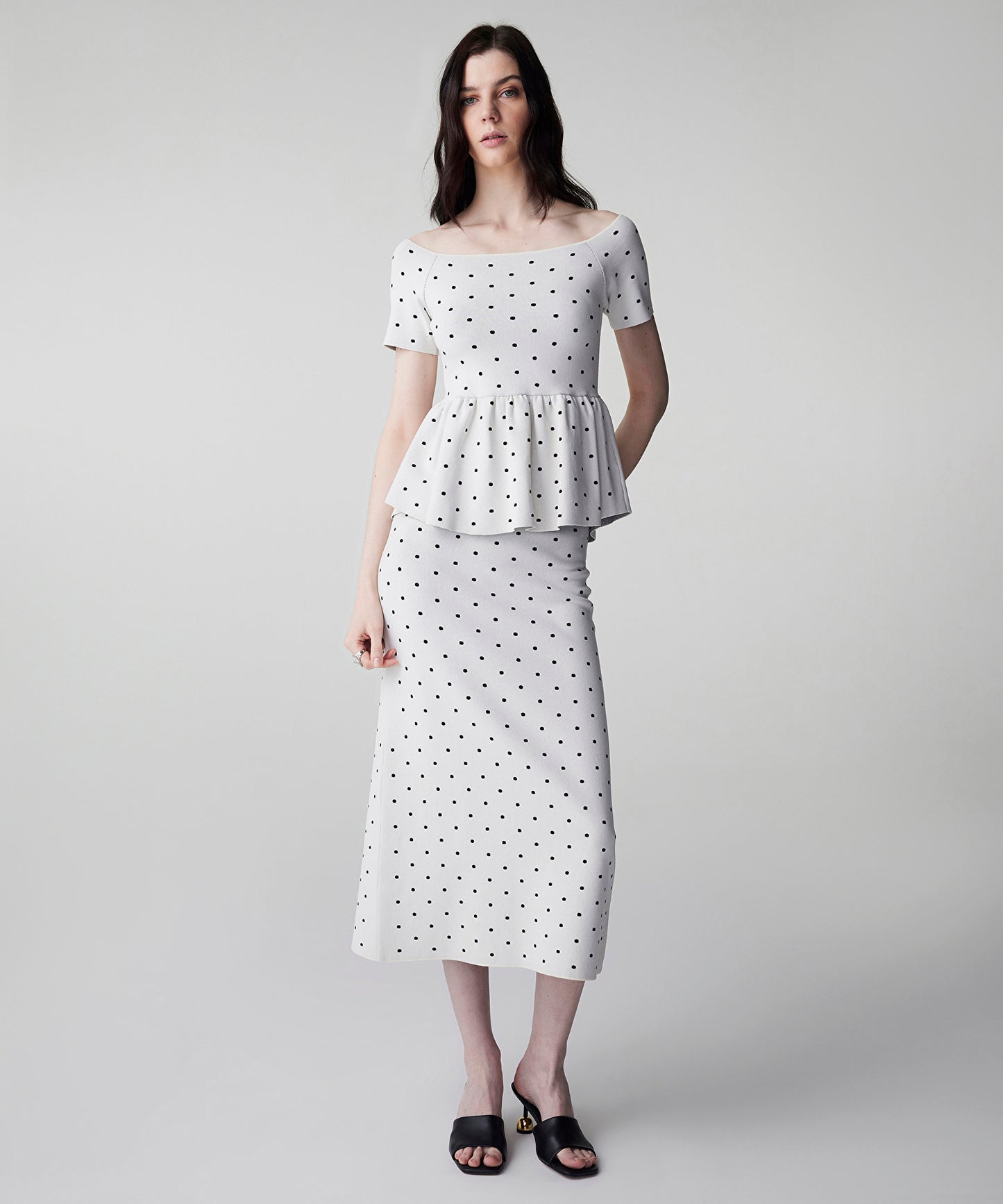 Puantiye Desen Peplum Triko