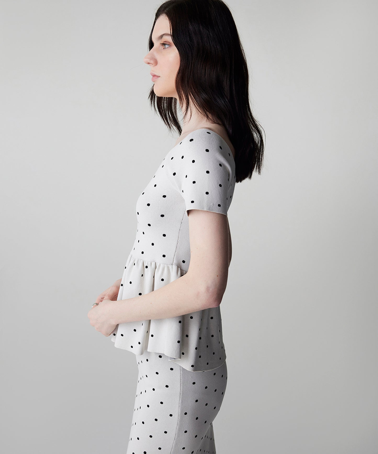 Puantiye Desen Peplum Triko