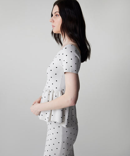 Puantiye Desen Peplum Triko