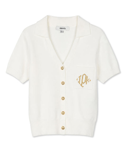 Beyaz Monogram Nakışlı Triko Is1260050163096 | Ipekyol