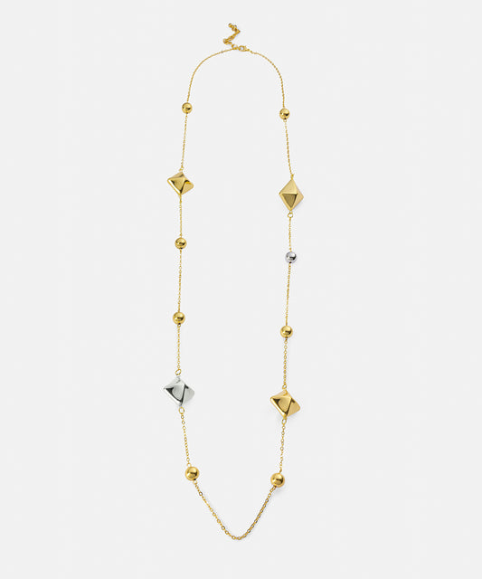 Kombine Parçalı Çift Renkli Kolye