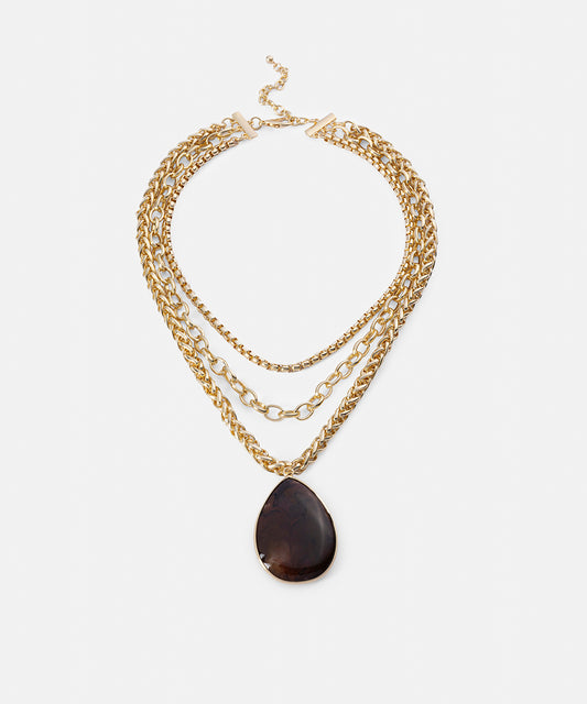 Reçine Uçlu Zincir Kolye Seti