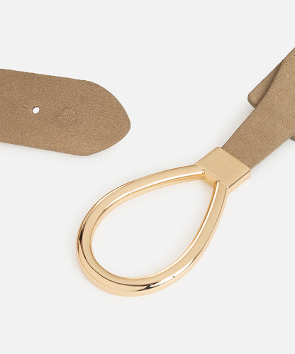 Metal Tokalı Süet Görünümlü Kemer