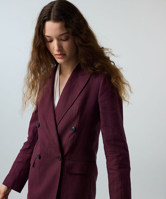 Mor Kruvaze Keten Blazer Is1260106028008 | Ipekyol