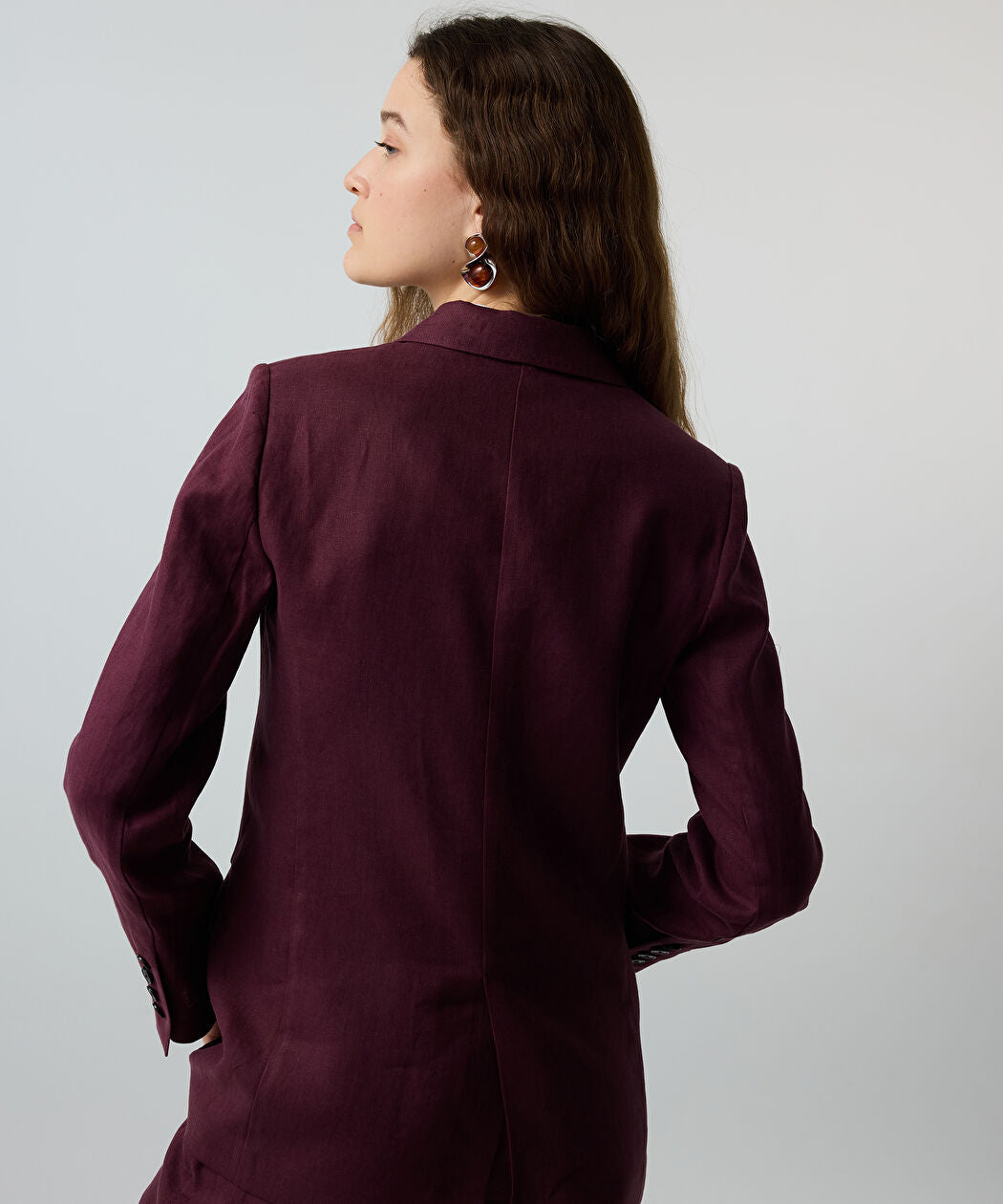 Mor Kruvaze Keten Blazer Is1260106028008 | Ipekyol