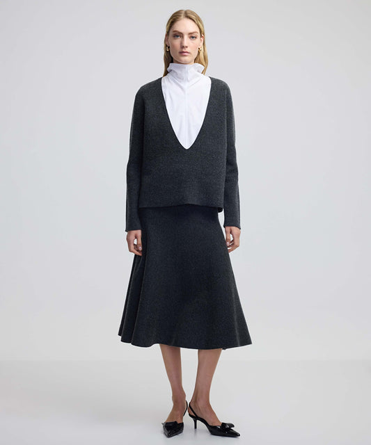 Yün Karışımlı Volanlı Etek