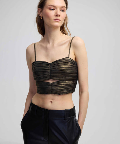 Parlak Dokulu Drapeli Bluz