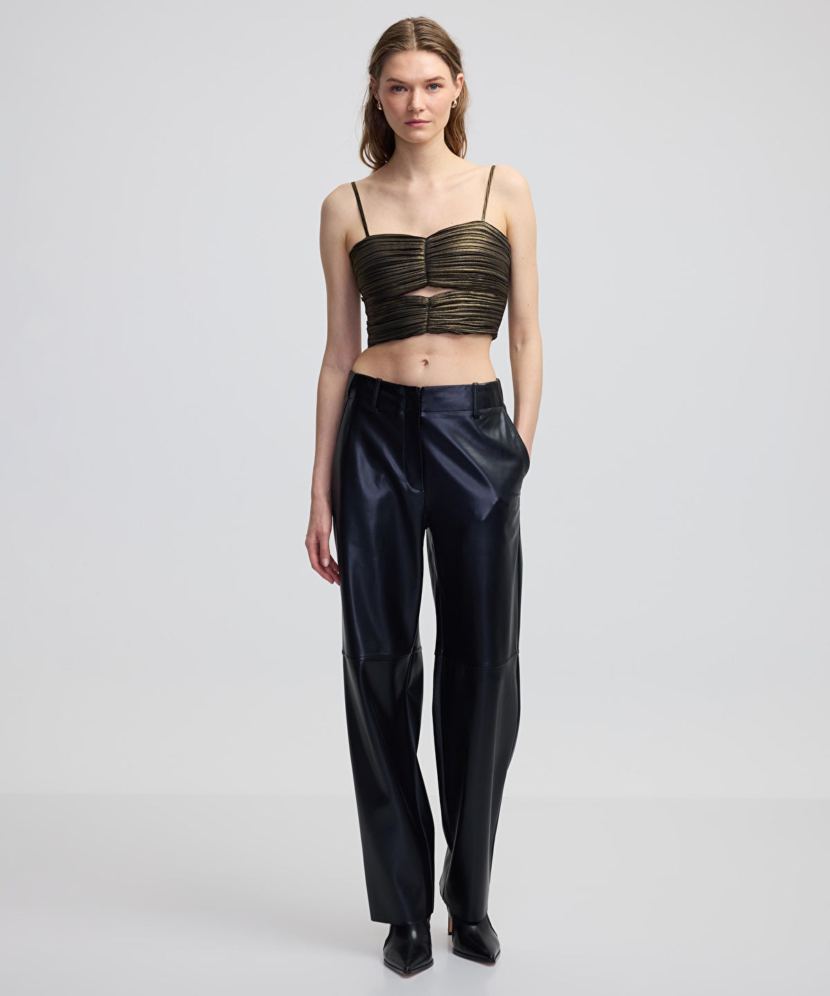 Parlak Dokulu Drapeli Bluz