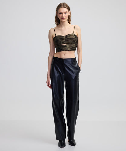 Parlak Dokulu Drapeli Bluz