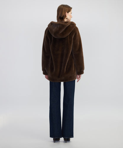 Kapüşonlu Suni Kürk